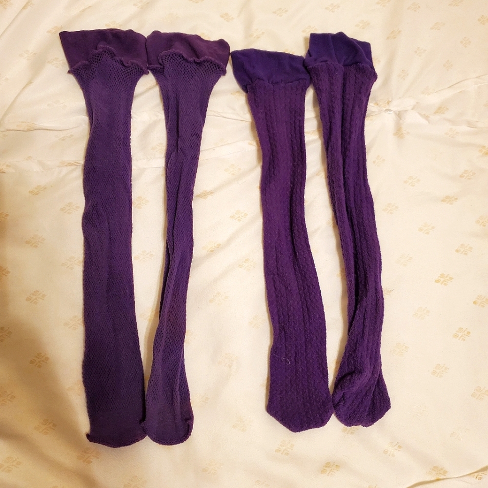 NWOT Set of 2 Purple 💜 Fishnet Knee High Socks